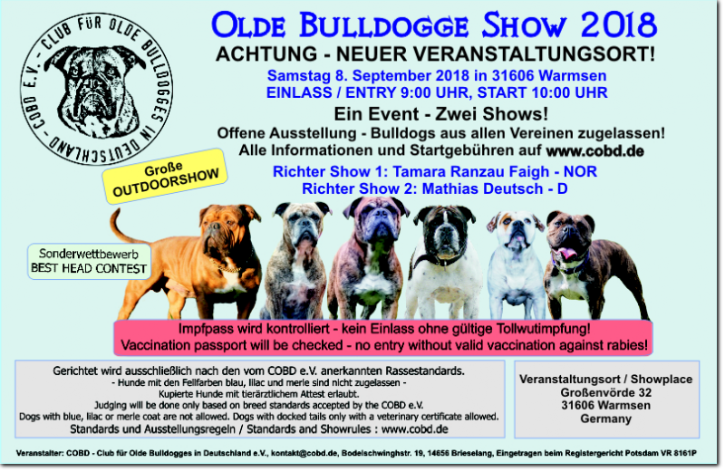 Showflyer COBD Olde Bulldogge Show 2018